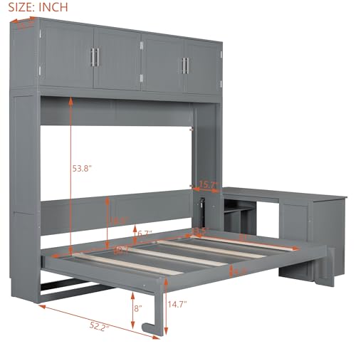 Twin Murphy Bed with Wall Frame, Closet, Drawers and Desk, White D510253