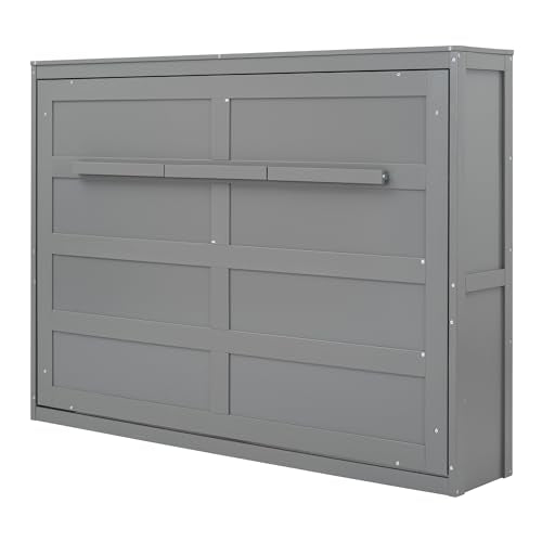 Modern Farmhouse Solid Wood Murphy Cabinet Bed Queen K425