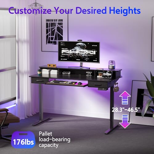 Electric Standing Desk with 2 Drawers, Height Adjustable for Home Office B137
