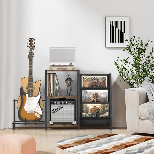 Record Player Stand with Guitar and Vinyl Storage Z518258