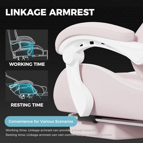 Gaming Chair with Footrest and Lumbar Support, Height Adjustable, 360° Swivel, Blue U7447