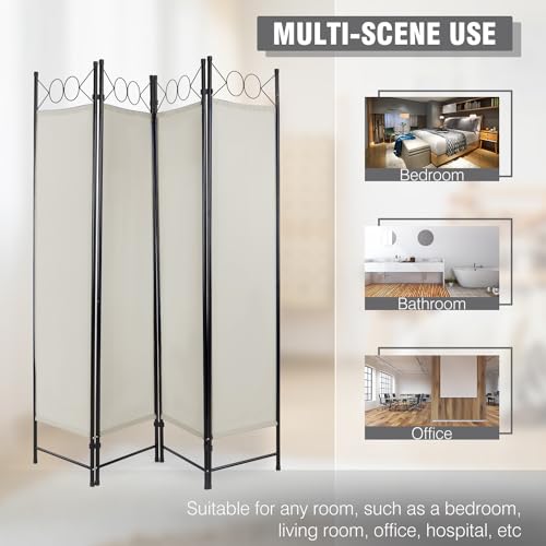 4 Panel Room Divider 6FT Steel Frame Folding Privacy Screen S6430