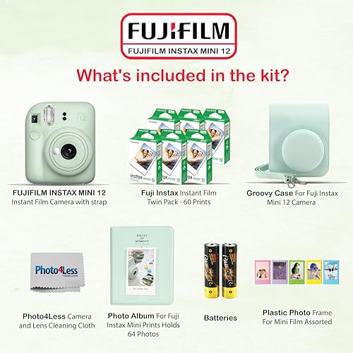 Instax Mini 12 Instant Camera Bundle with 60 Sheets Film and Accessories N9593