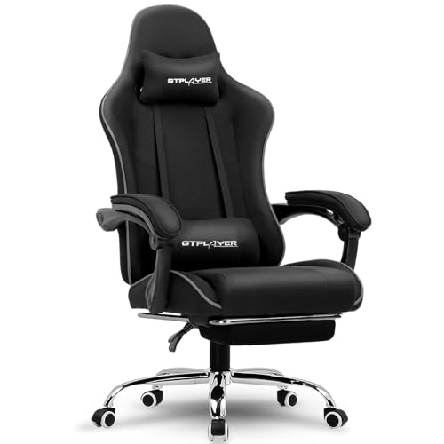 Gaming Chair with Footrest and Lumbar Support, Height Adjustable, 360° Swivel, Blue U7447