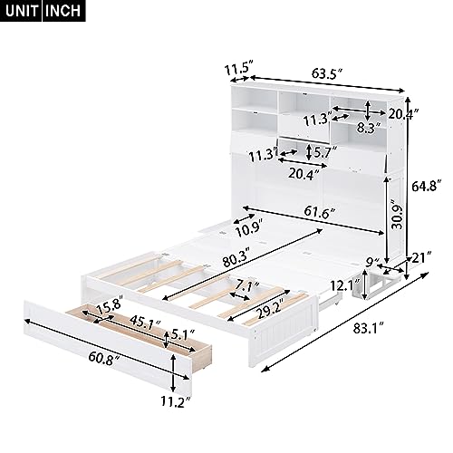 Queen Size Murphy Bed with Cabinet and LED Lights P178570