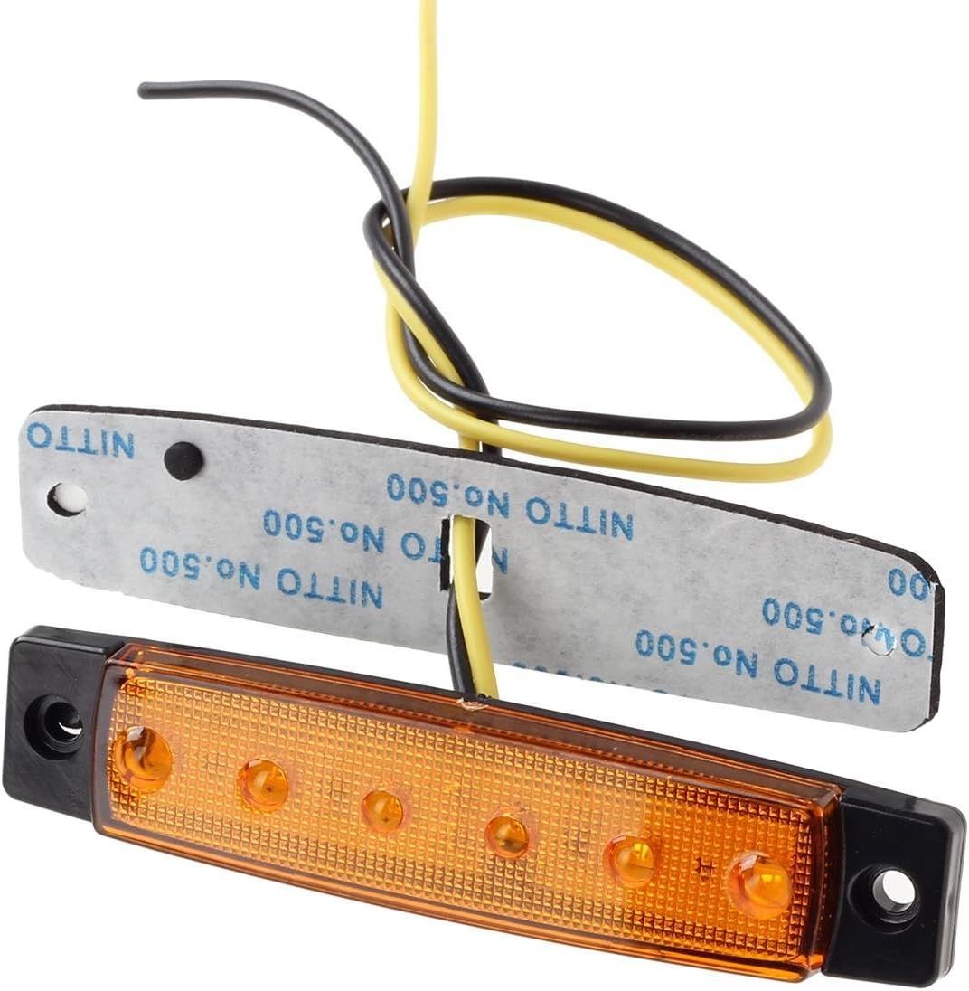 20Pcs Thin 3.8" 6 LED Amber Clearance Lights for Trucks Trailers J3891