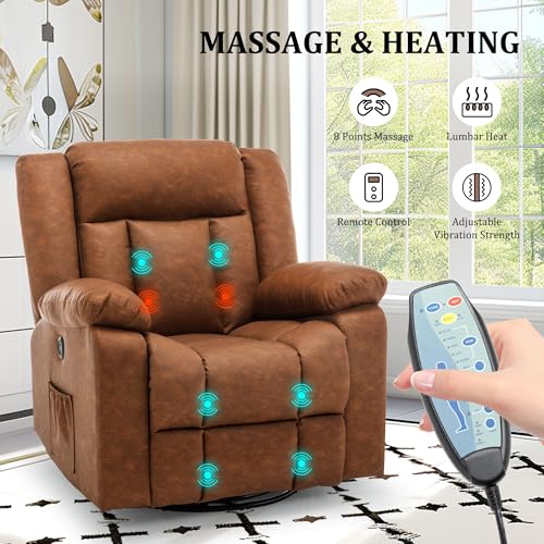 Swivel Glider Recliner Chair with Massage and Heating U85854