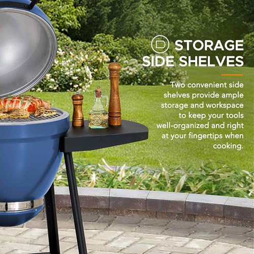 Charcoal Kamado Grill with Pizza Stone and Wheels Q84418