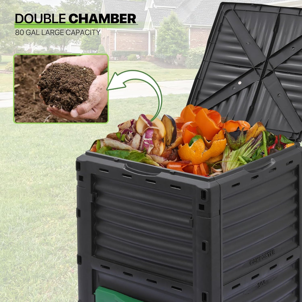 80 Gal Garden Compost Bin, BPA Free, Outdoor Compost Box G529864