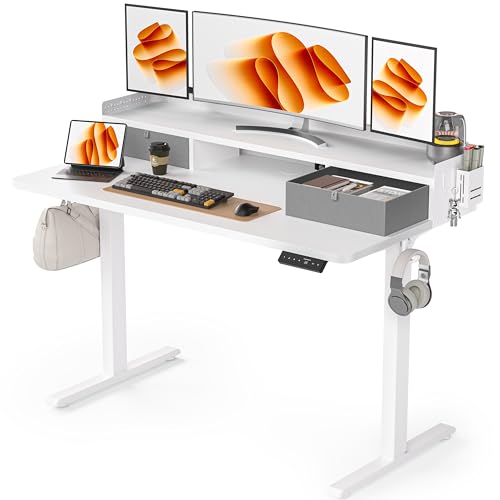 Electric Standing Desk with 2 Drawers, Height Adjustable for Home Office B137