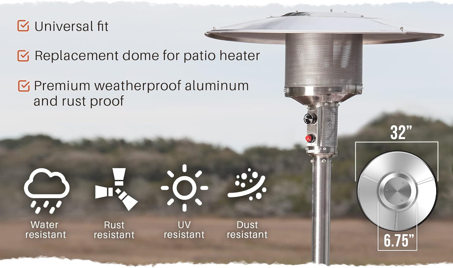 Patio Heater Weatherproof Aluminum Reflector Shield V47033