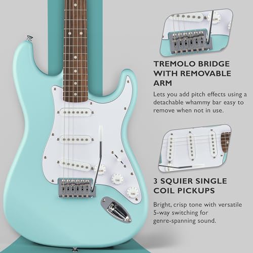 Stratocaster Electric Guitar Bundle with Amplifier, Gig Bag, Strap, Cable, Picks, and DVD S5583