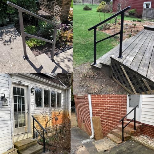 Outdoor Step Handrail for 3 Steps, Black Stair Railing Kit N667641