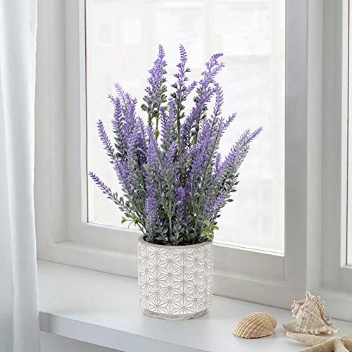 Artificial Lavender Plant in Cement Pot for Home Table Decor J719780
