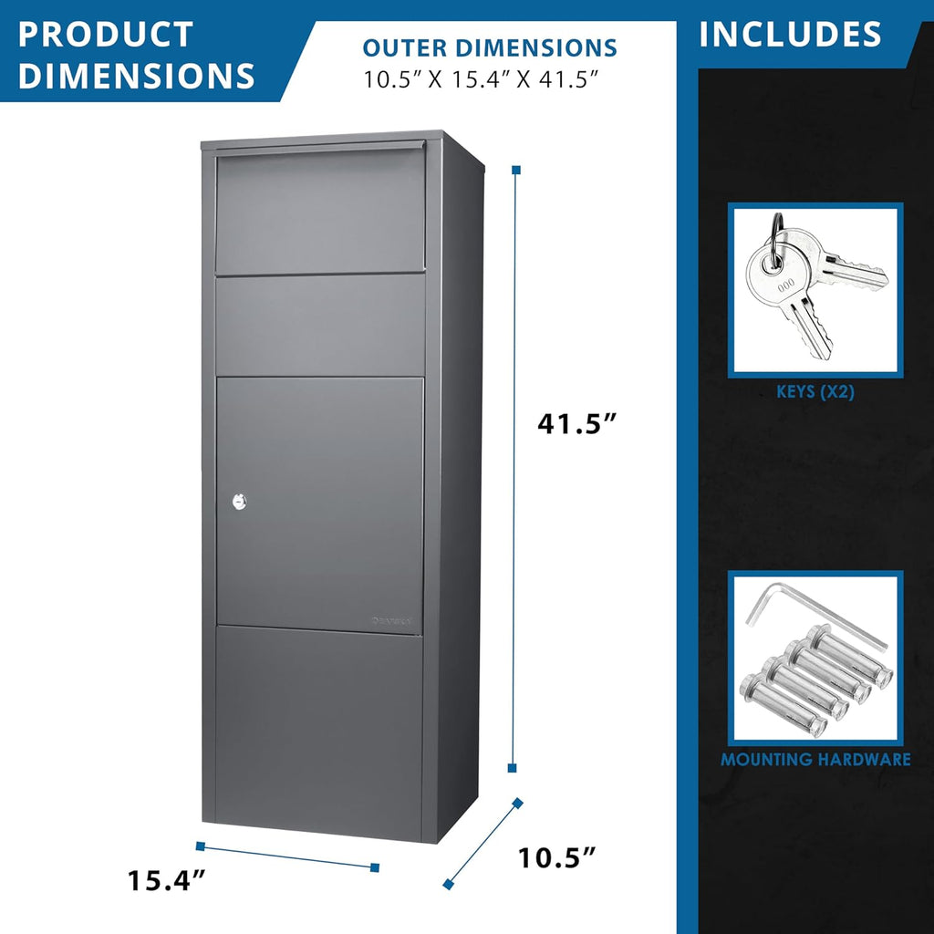Steel Parcel Drop Box with Tamper-Resistant Slot & Key Lock W61480