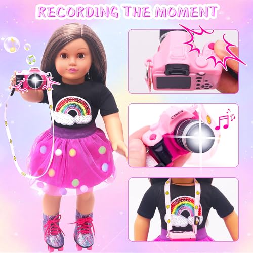 18 Inch Doll Travel Set with Suitcase, Dress, Camera, Phone, Neck Pillow & Sunglasses M666