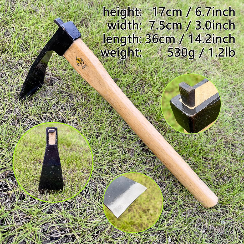 Japanese Carbon Steel Wide Hoe with Oak Handle for Digging, Weeding, Planting K1664