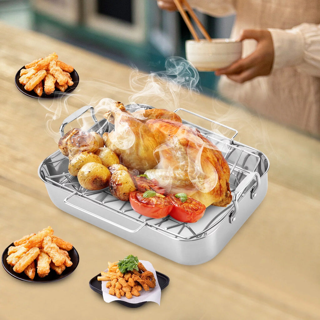 Stainless Steel Roasting Pan with Nonstick Rack, 16.5" x 12" D905332