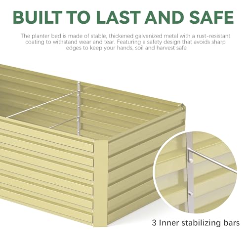 Galvanized Raised Garden Bed 8x4x2ft, Large Metal Planter Box for Vegetables, Flowers, Herbs J9369