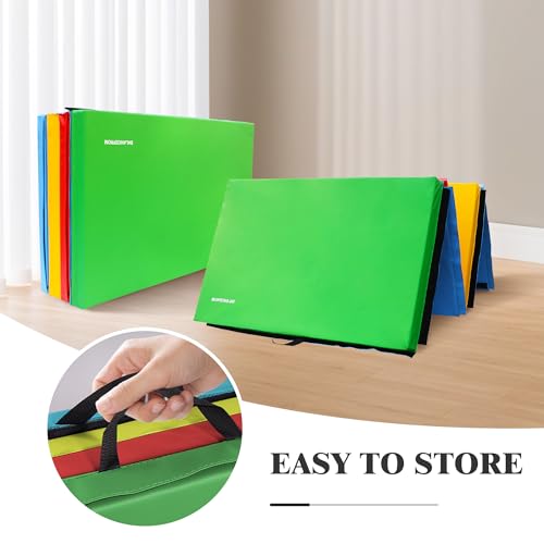 Folding Exercise Gymnastics Mat 4x10x3 Inch with Carrying Handles G881552