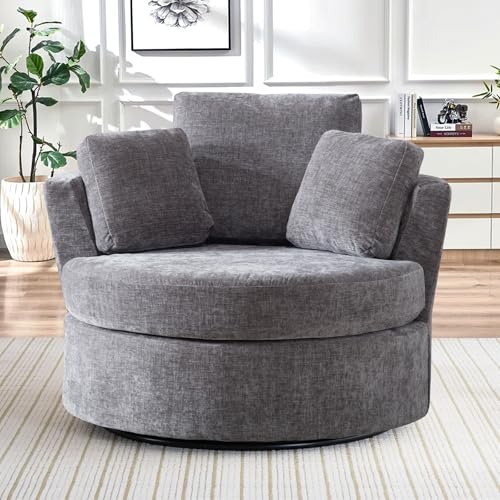 Swivel Barrel Chair with Ottoman for Living Room Bedroom, White W553228
