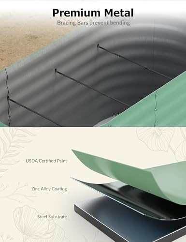 Galvanized Raised Garden Bed for Vegetables, Flowers, Outdoor D165