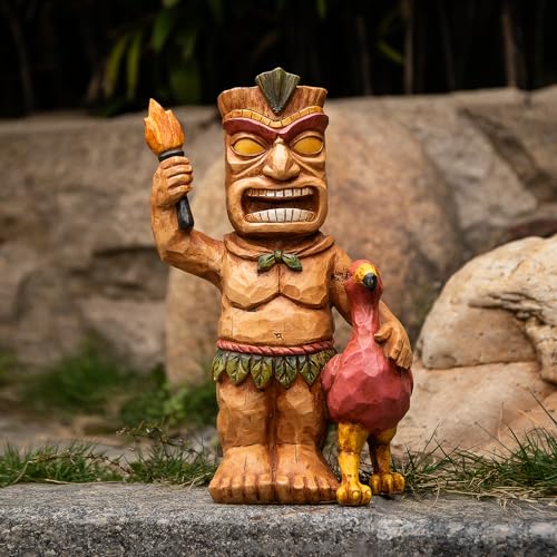 Solar Powered Tiki Statue Garden Decoration Z436