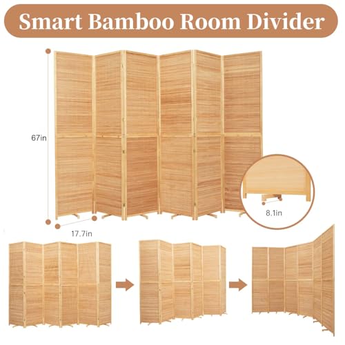 Bamboo Room Divider Folding Privacy Screen 4 Panel Freestanding F401