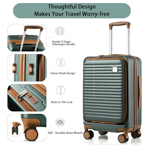 Expandable Carry-On Luggage, Hardside, Spinner Wheels, TSA Lock, 20-Inch U64815