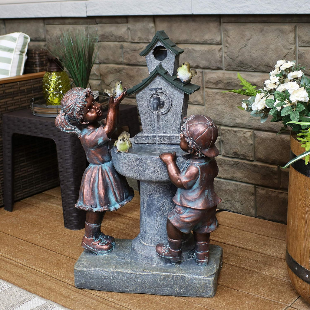 Outdoor Water Fountain with Bird Bath Design J93668