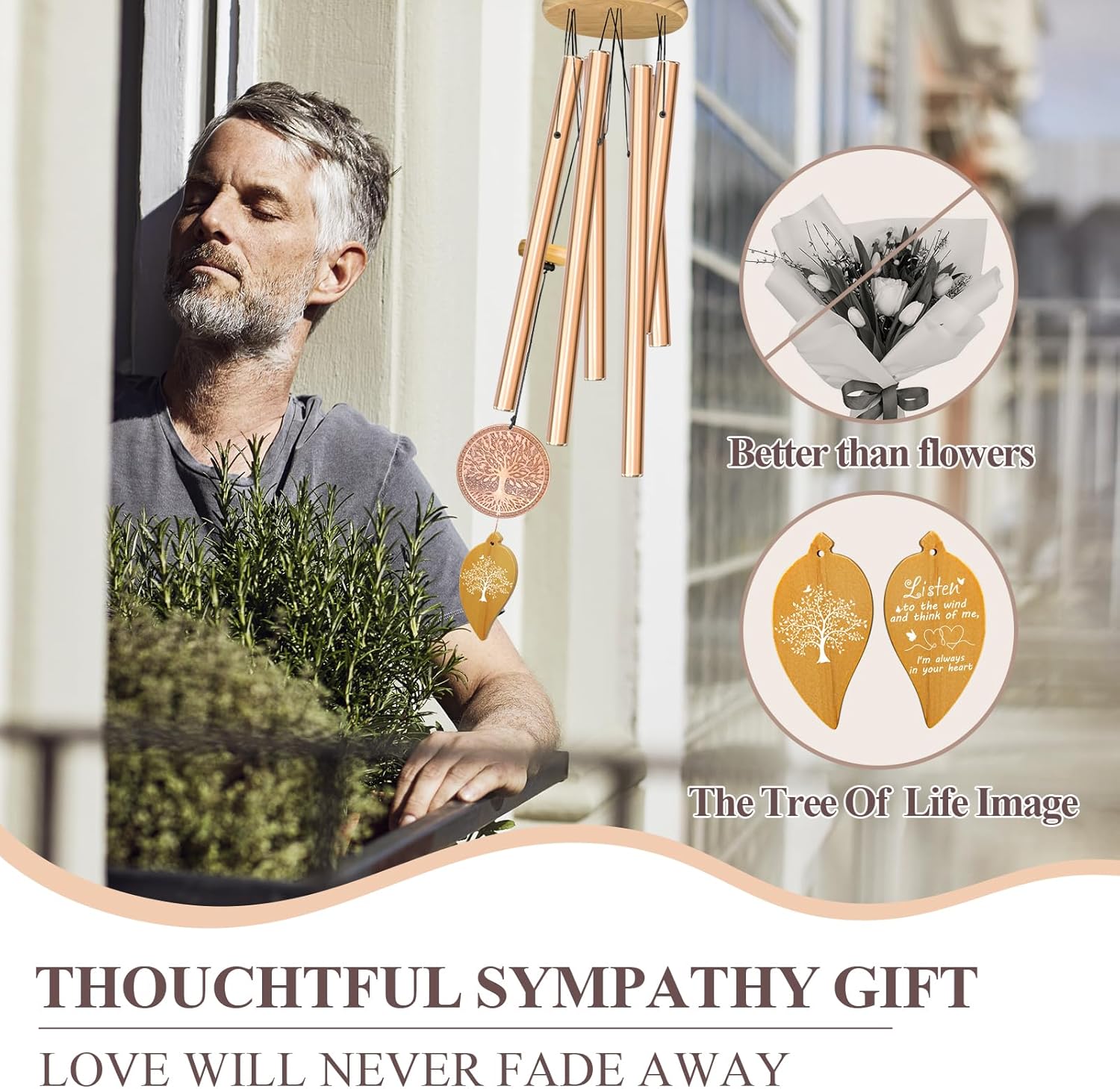 Tree of Life Memorial Wind Chimes for Loss of Loved One B8926