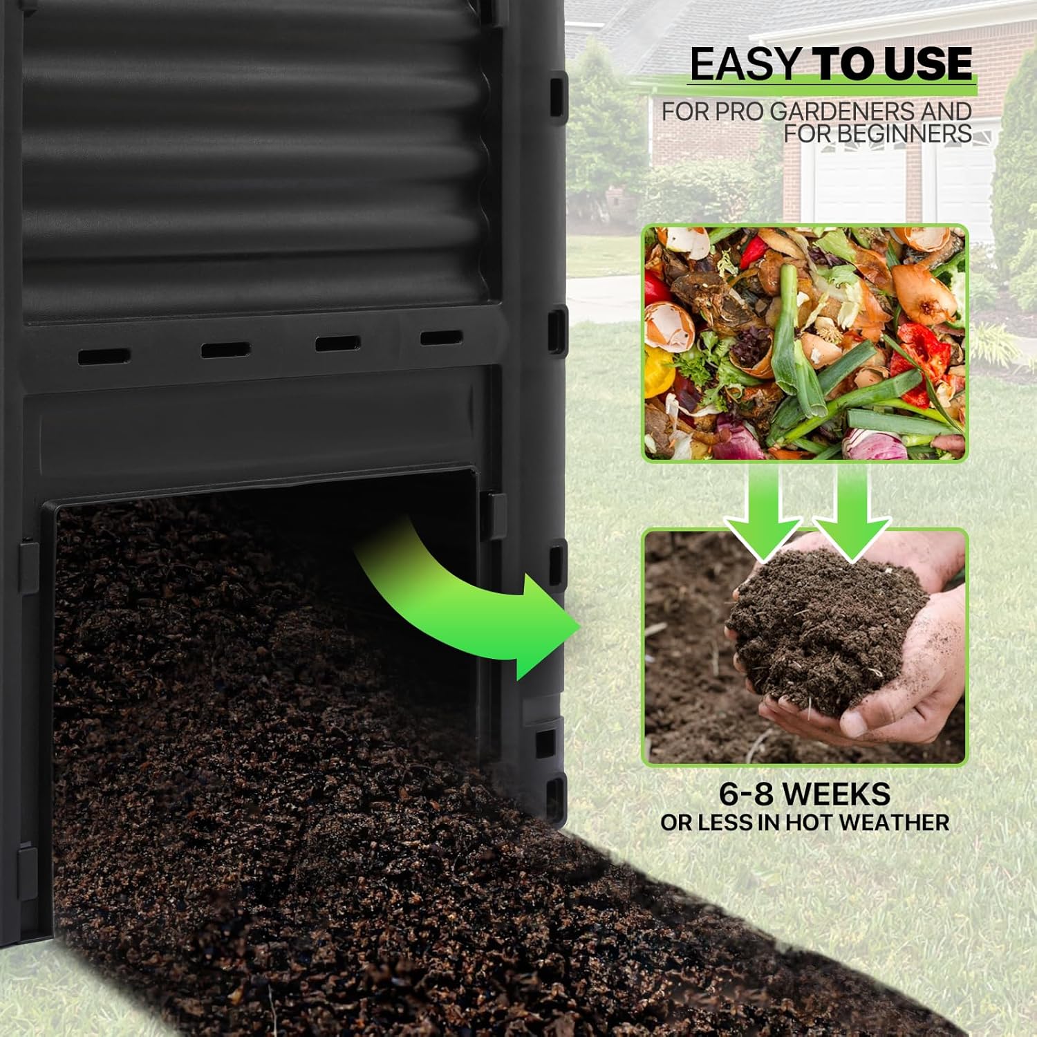 80 Gal Garden Compost Bin, BPA Free, Outdoor Compost Box G529864