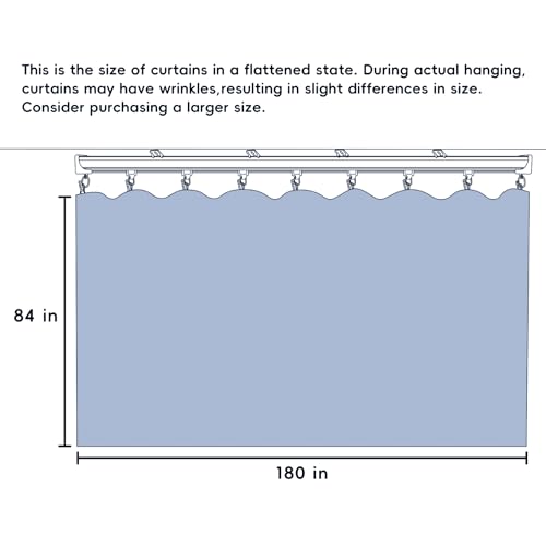 Ceiling Mounted Room Divider Curtain Track Set, Blackout Panel, White Rail, 8.3 x 7 ft K66131