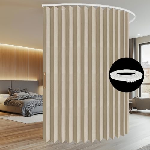 Accordion Room Divider Curtains with Ceiling Track, Grey, W100 x L84 J296