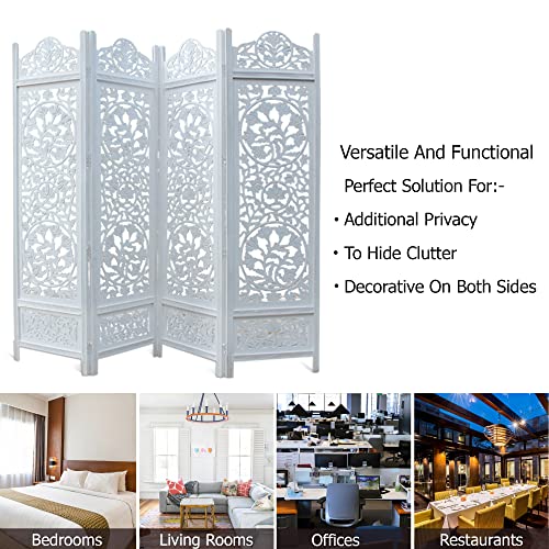 4 Panel Folding Wood Room Divider, Antique Brown, 72 x 80 L396608
