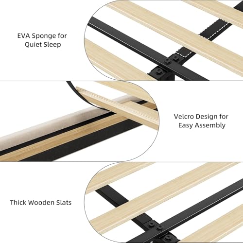 Queen Size Bed Frame with Storage Headboard and Drawers H139426