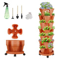 2 Set of 7 Tier Vertical Garden Planter - Strawberry Planter with Watering Bottle Removable Wheels and Tools - Stackable Planters for Strawberry Herb Garden Greenstalk and Flower - White