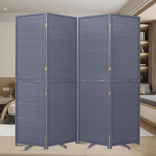 Bamboo Room Divider Folding Privacy Screen, 4 Panel, Beige T32841