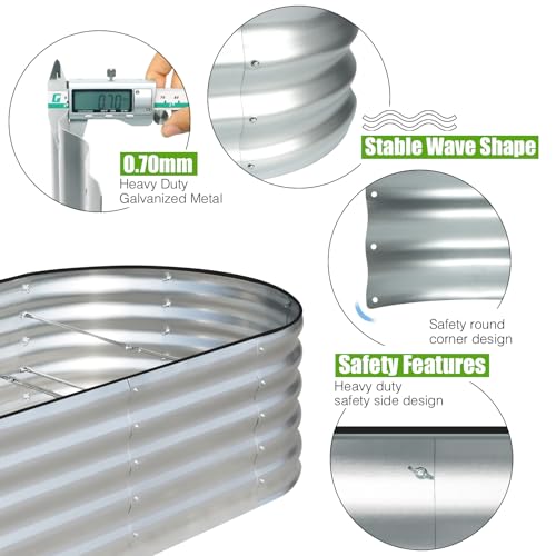 Galvanized Raised Garden Bed, 4x2x1ft Oval Metal Planter Box for Outdoor Vegetables T107625