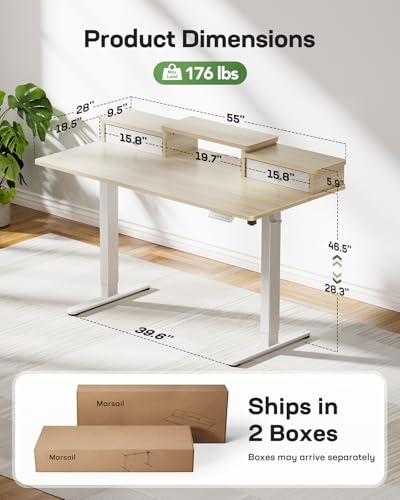 Electric Standing Desk with Drawers, Height Adjustable, Black G366
