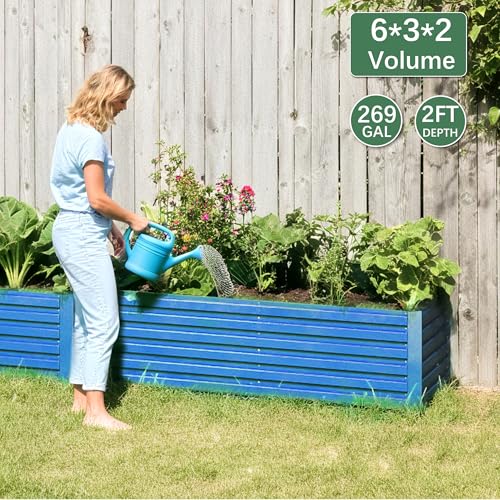 Galvanized Raised Garden Bed 8x4x2ft, Large Metal Planter Box for Vegetables, Flowers, Herbs J9369