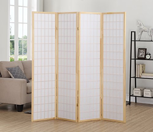 4 Panel Shoji Room Divider, Natural P768439
