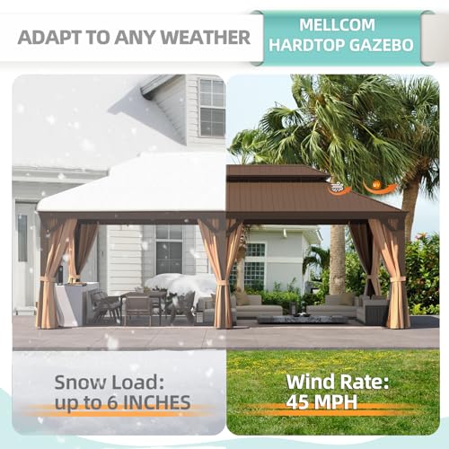 12x16 ft Hardtop Gazebo with Galvanized Steel Roof, Curtains and Netting V821