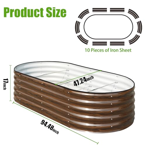 Galvanized Raised Garden Bed, 4x2x1ft Oval Metal Planter Box for Outdoor Vegetables T107625
