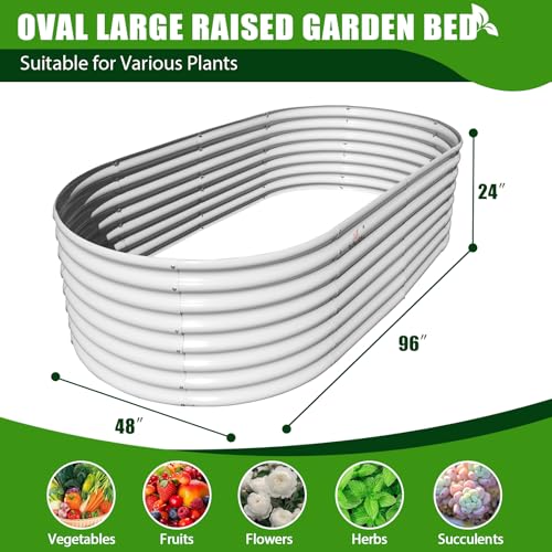 Galvanized Raised Garden Bed Oval Metal Planter Box for Vegetables Flowers A9593
