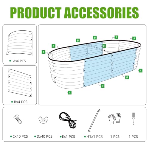 Galvanized Raised Garden Bed, 4x2x1ft Oval Metal Planter Box for Outdoor Vegetables T107625