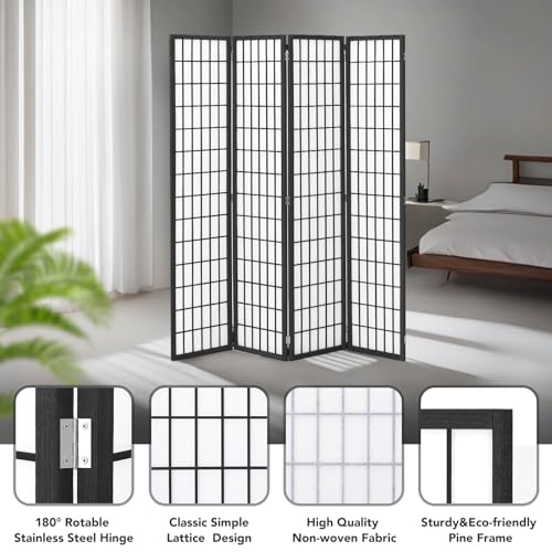 6 Panel Folding Shoji Screen Room Divider, 5.9 Ft, Natural J6469