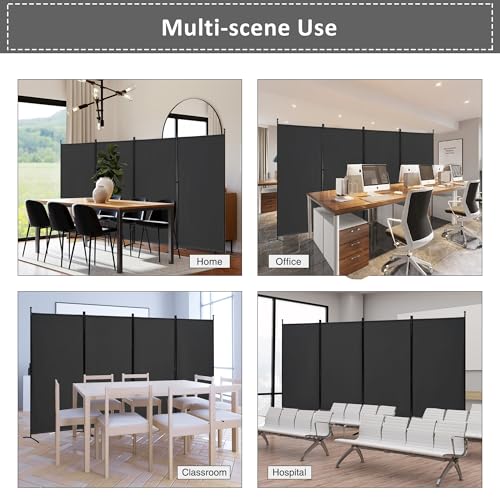 3 Panel Room Divider Folding Partition Privacy Screen, Freestanding Fabric Panel, 102" W x 71" H, Black V153