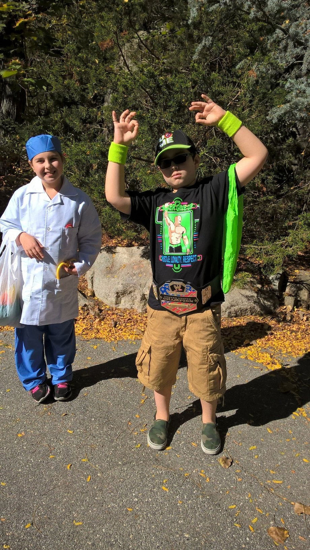 Kids Neon Green Costume T-shirt Hat Wristbands R639