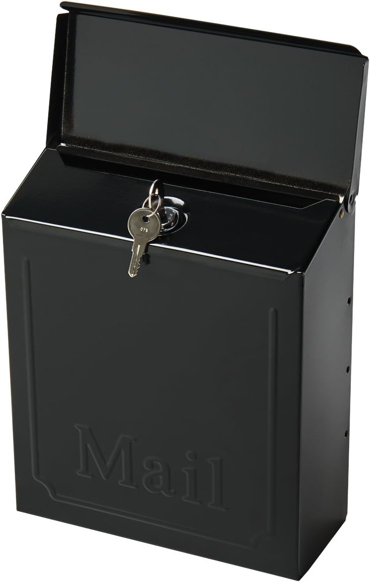 Wall Mount Mailbox, Galvanized Steel, Black B321